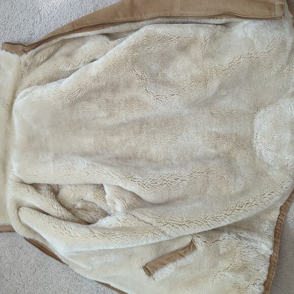 Winlit Vintage Brown Suede Leather Reversible Faux Fur Jacket Oversize Medium - Picture 8 of 12